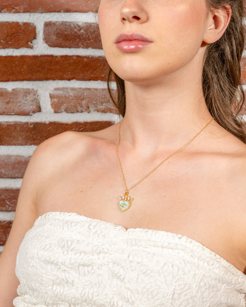 Ti tengo d’occhio – Collana dorata con cuore e occhio